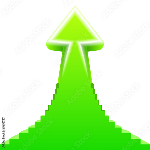 green arrow up with staircase on sides