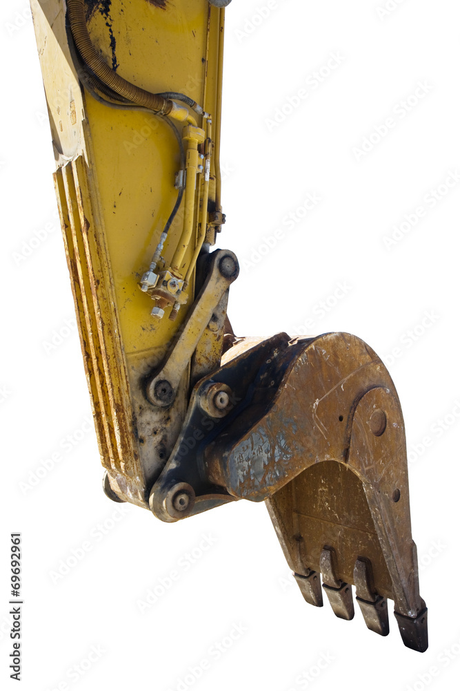 Detail of digger bucket on white background Detail of digger bucket on white background