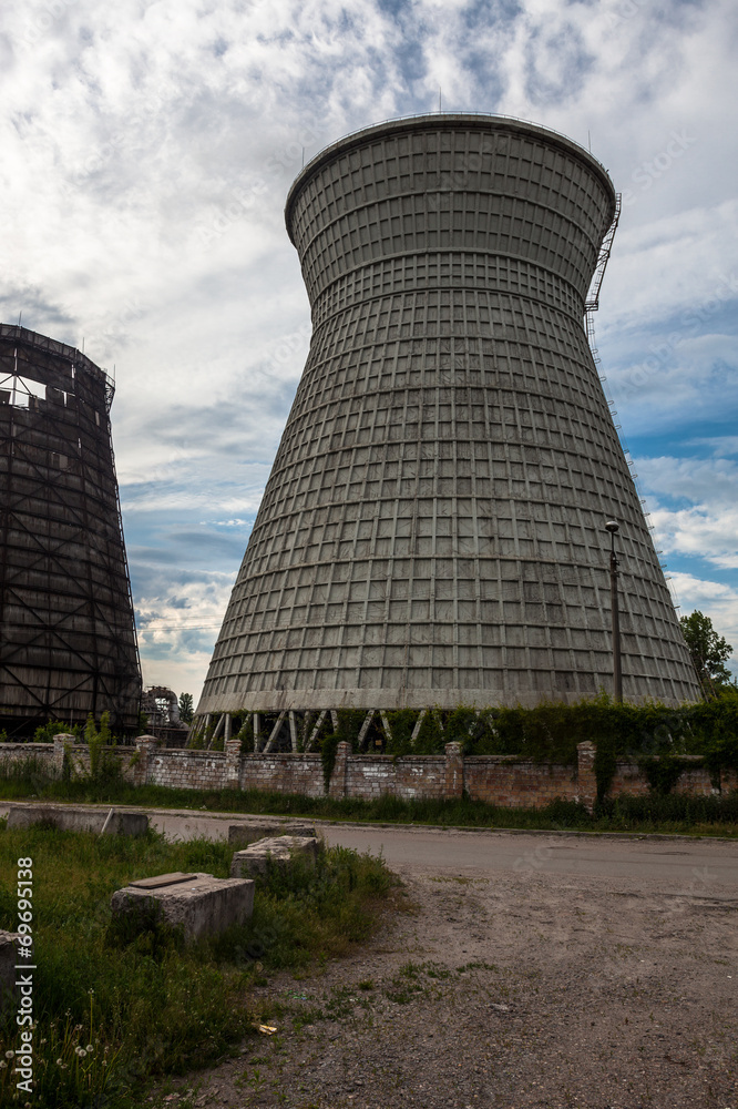 Cooling towers of the cogeneration plant in Kyiv, Ukraine