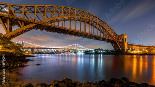 Hell Gate and Triboro bridge by night photo
