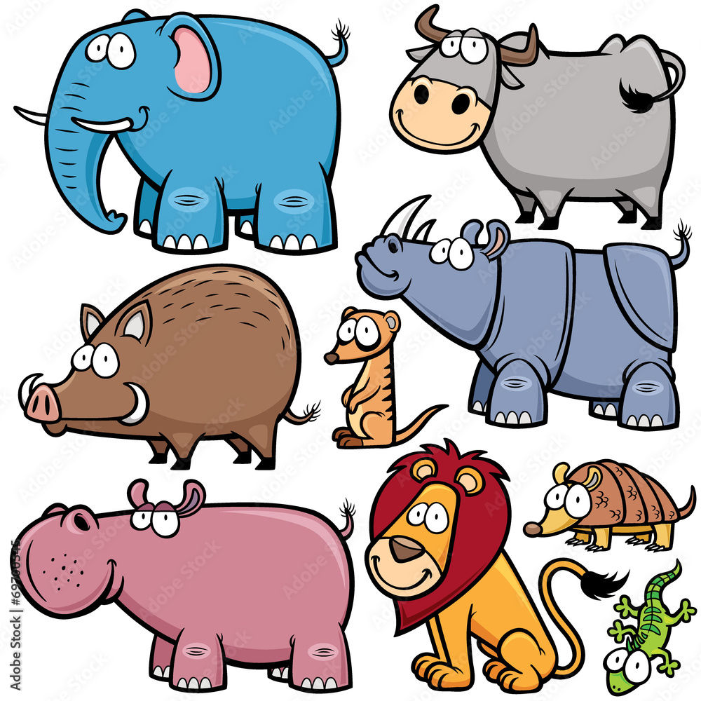 Naklejka premium Vector illustration of Wild animals cartoons