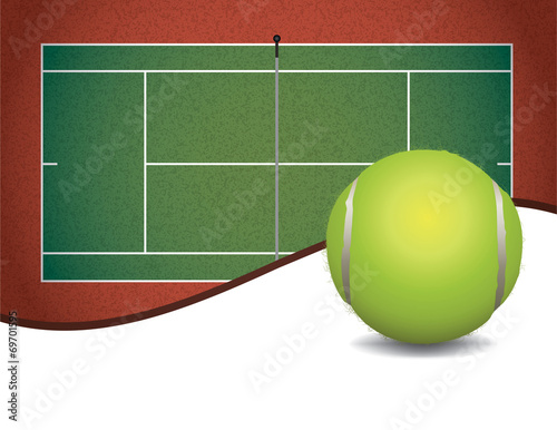 Tennis Court and Ball Background Illustration