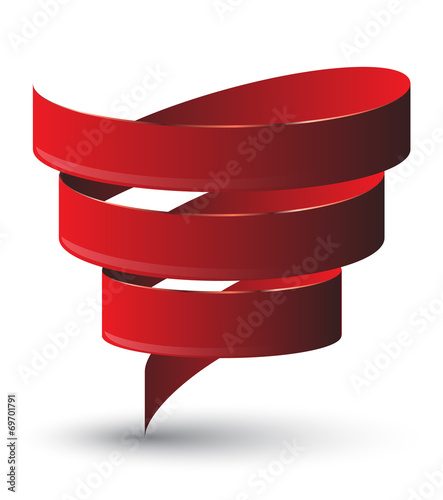 Red ribbon twist. Vetor illustration.