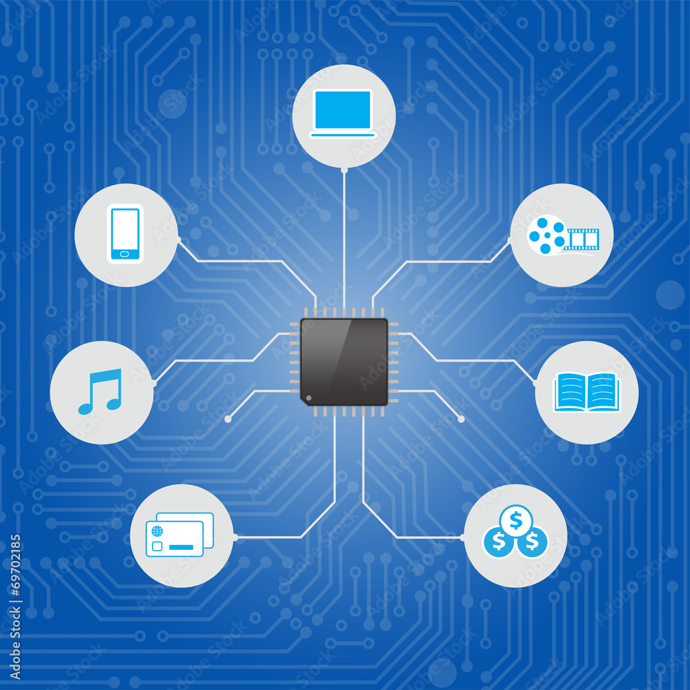 Set of Social Media with chip processor technology Set of Social Media with chip processor technology