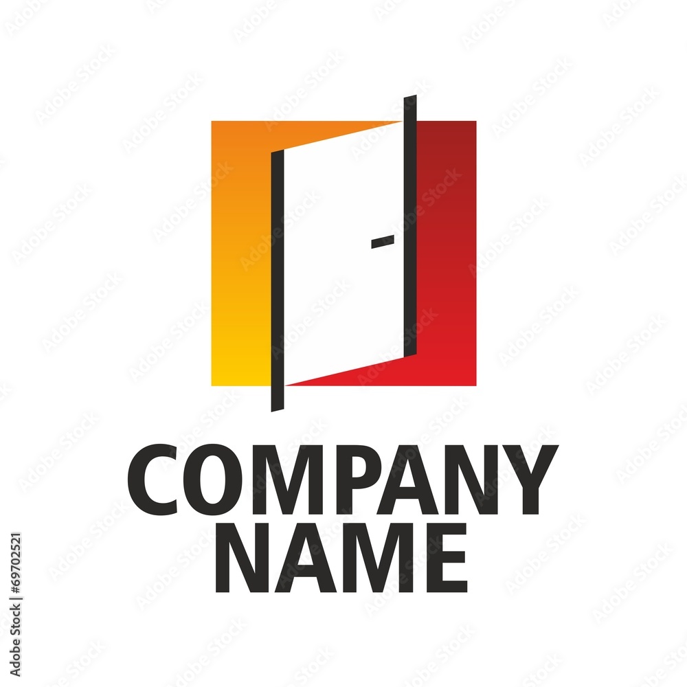 Red-orange logo doors company Red-orange logo doors company