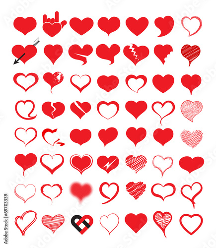 Big set of heart. Vector illustration.