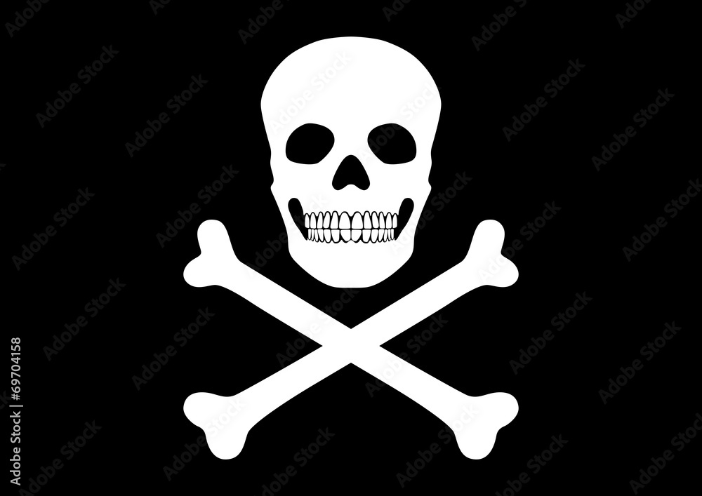 Piratenflagge, Freibeuter, Totenkopf, Knochen, schwarz Piratenflagge, Freibeuter, Totenkopf, Knochen, schwarz