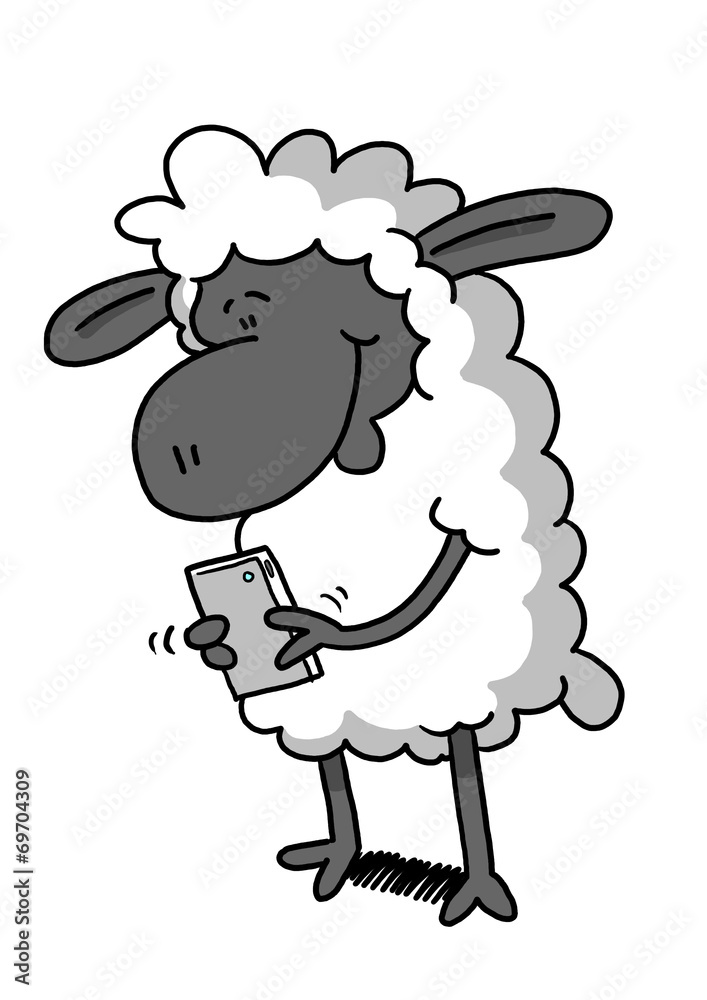 Sheep playing on phone Sheep playing on phone