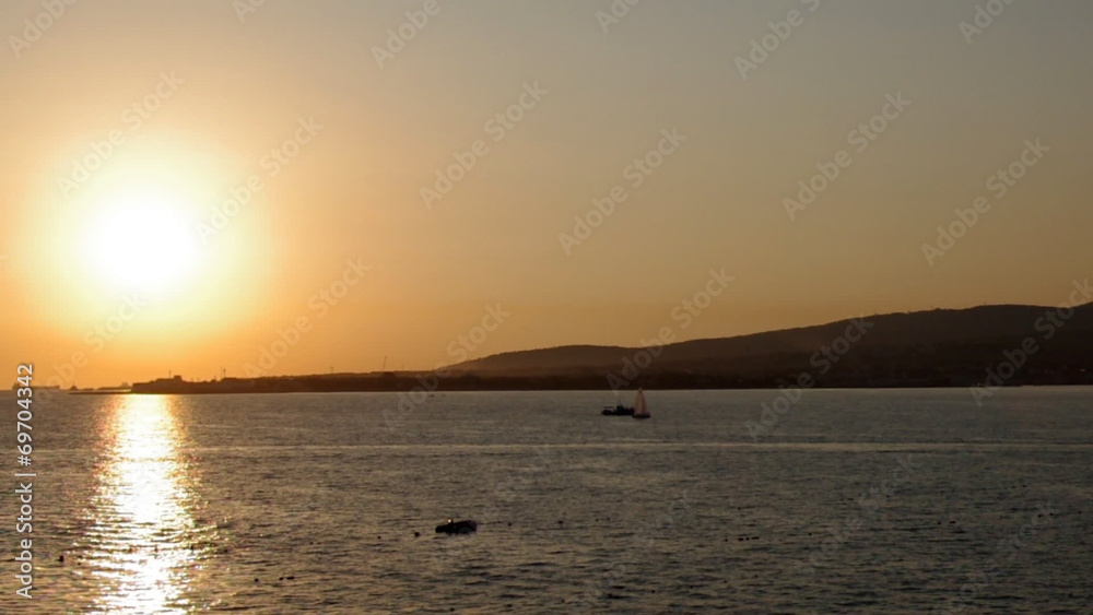 sunset.Dramatic evening sky on the sea. Black Sea, Russia, Gelen
