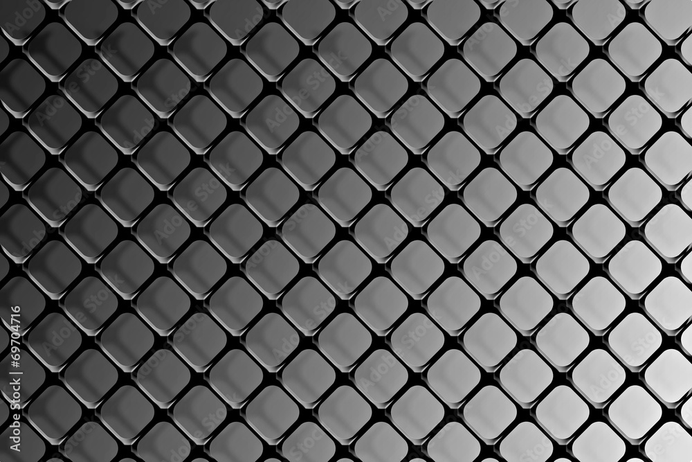 Fototapeta premium Steel grating on a gray background.