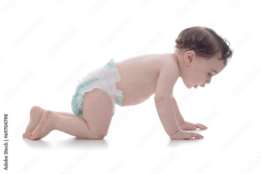 Happy Young Baby Learning Crawling Happy Young Baby Learning Crawling