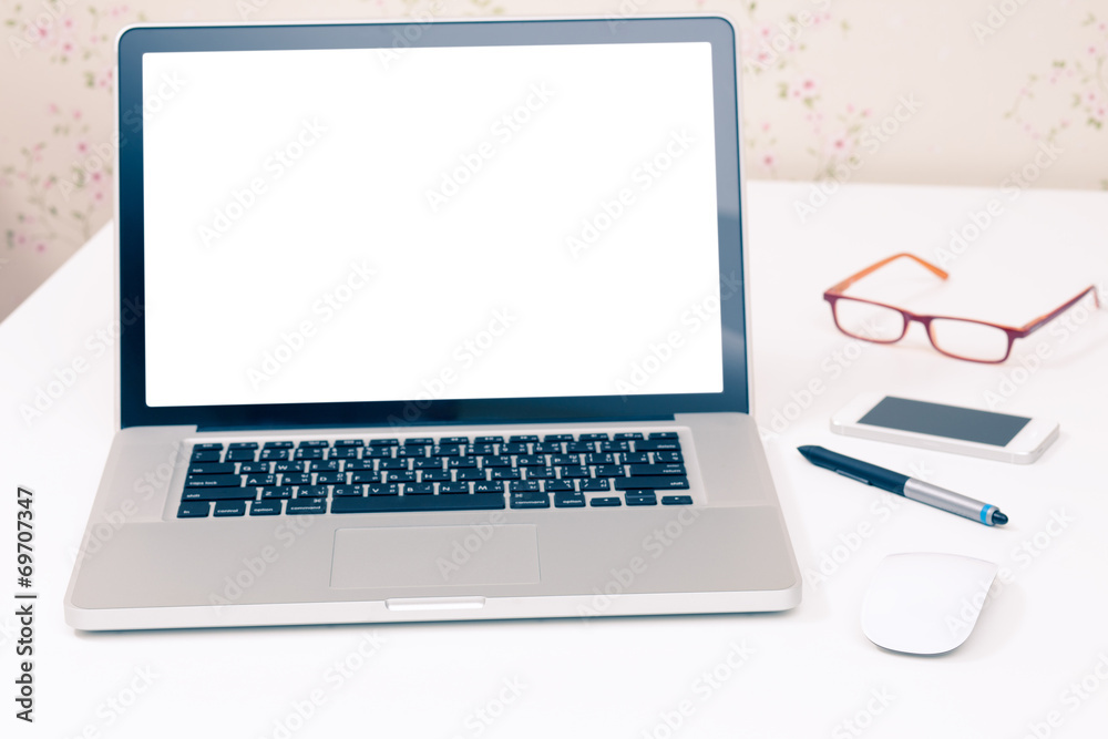 Fototapeta premium Laptop computer, vintage color effect