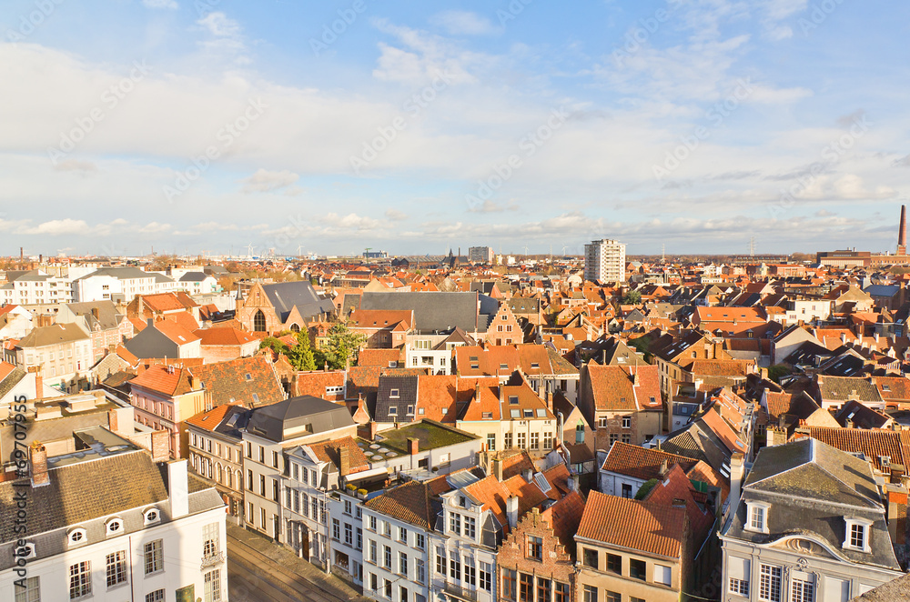 View of Ghent town from Gravensteen castle. Belgium View of Ghent town from Gravensteen castle. Belgium