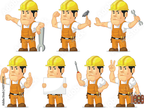 Strong Construction Worker Mascot 11