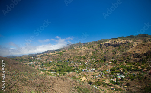 Gran Canaria, aerial view over sttep inland valley