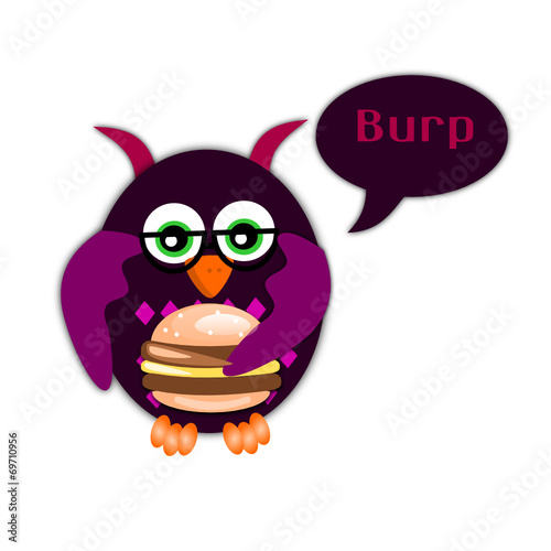 Gufo mangia un panino