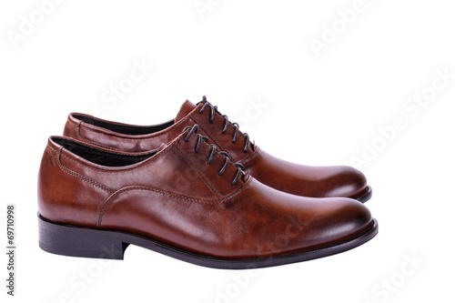 Brown shoes for men business style on white