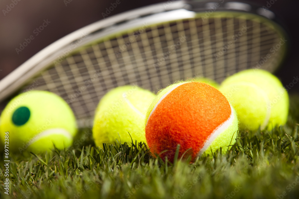 Tennis Ball closeup detail, grass