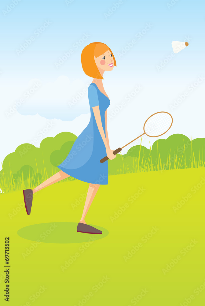 Girl playing badminton Girl playing badminton