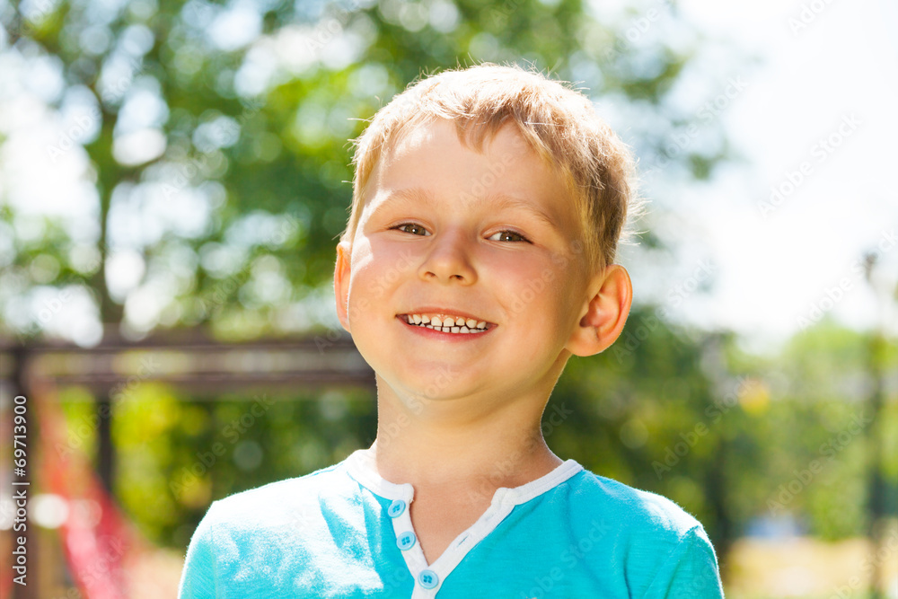 Little boy portrait with big smile outside Little boy portrait with big smile outside