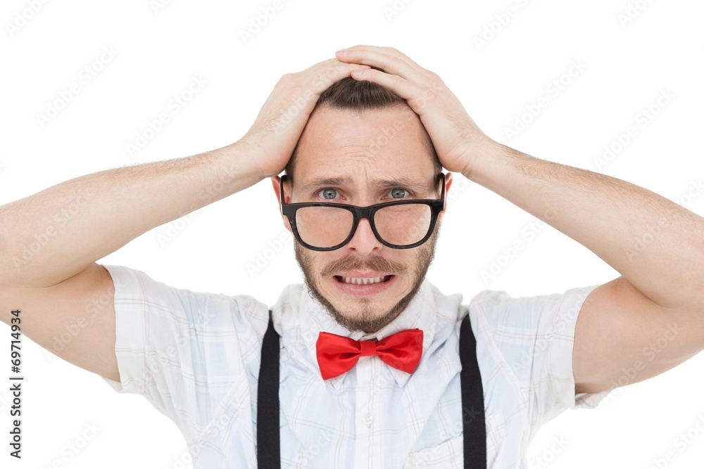 Nerdy businessman feeling stressed out Nerdy businessman feeling stressed out