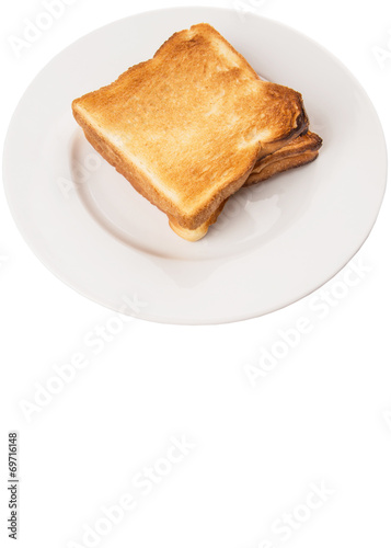 Bread toast over white background 