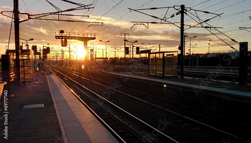 Sunset on suburban station