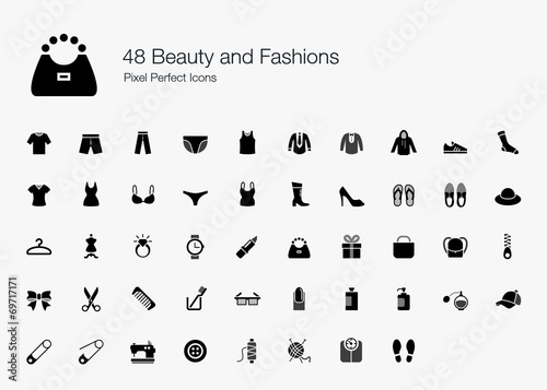 48 Beauty and Fashions Pixel Perfect Icons