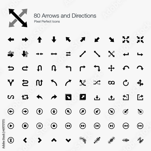 80 Arrows and Directions Pixel Perfect Icons