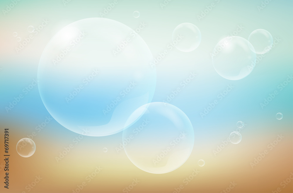Blurred background and transparent bubbles Blurred background and transparent bubbles