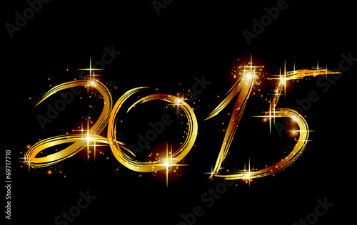 Christmas card with glow gold 2015. Vector