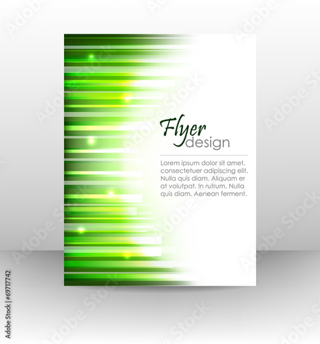 Business flyer or corporate banner with green lines pattern