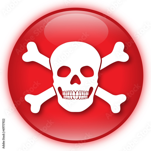 Roter Button Piratenzeichen / Vektor / freigestellt