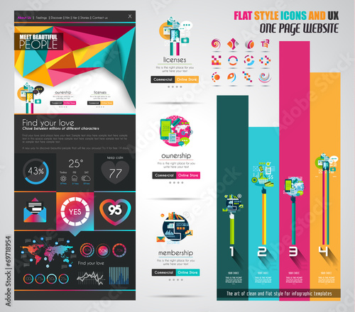 One page website flat UI design template