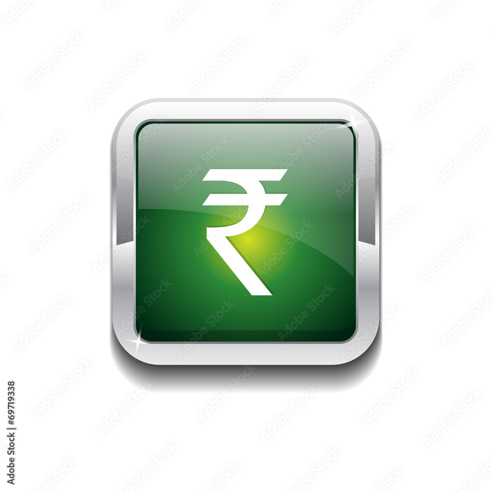 Rupee Currency Sign SquareVector Green Web Icon Button Rupee Currency Sign SquareVector Green Web Icon Button