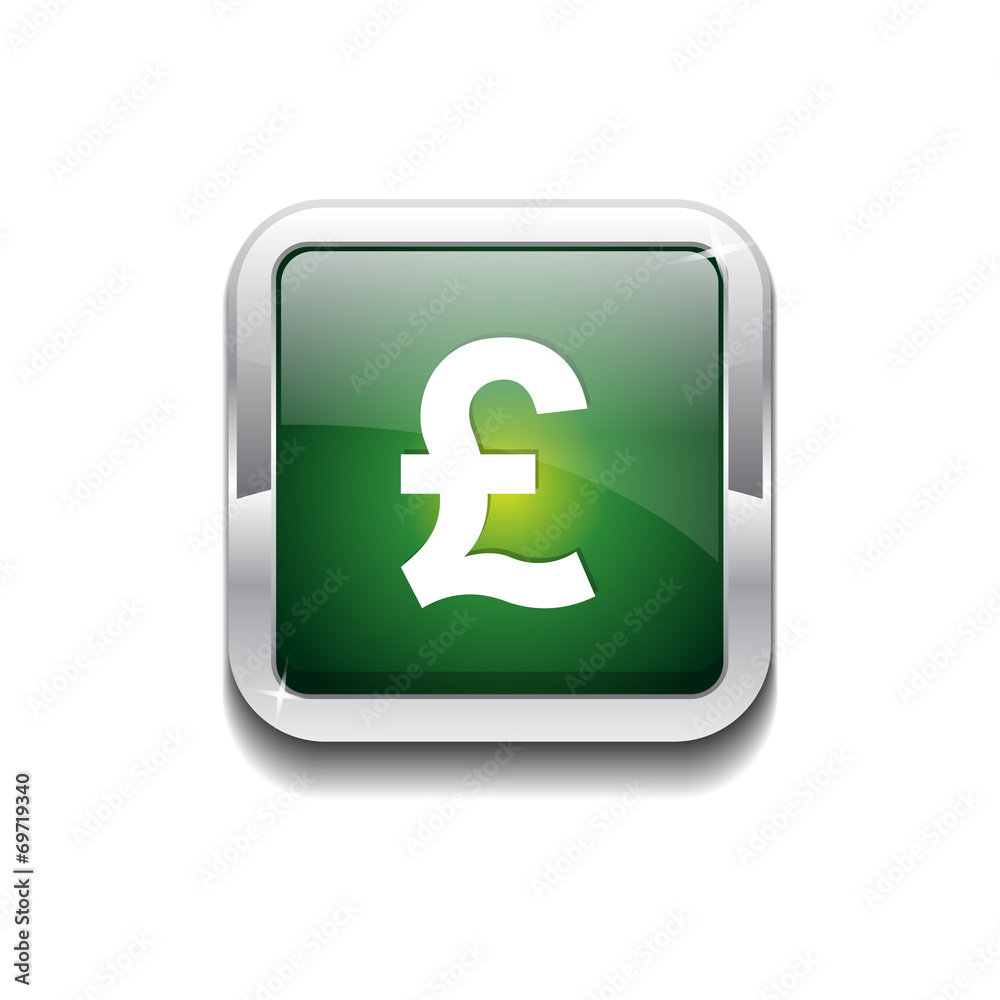Pound Currency Sign Square Vector Green Web Icon Button Pound Currency Sign Square Vector Green Web Icon Button