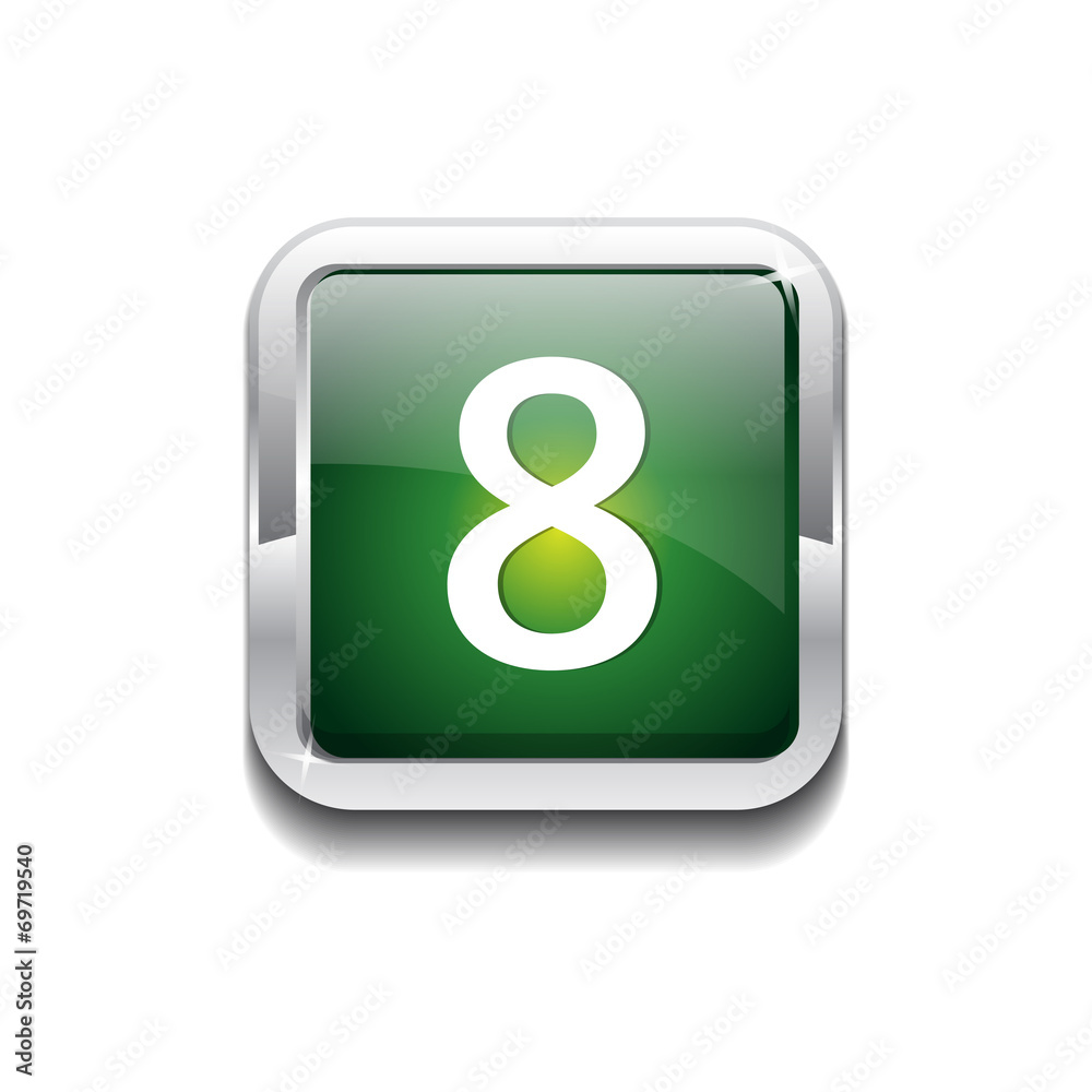 8 Number Rounded Rectangular Vector Green Web Icon Button