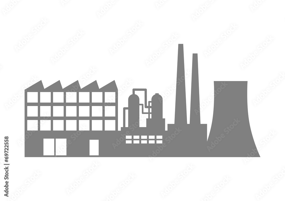 Grey factory icon on white background