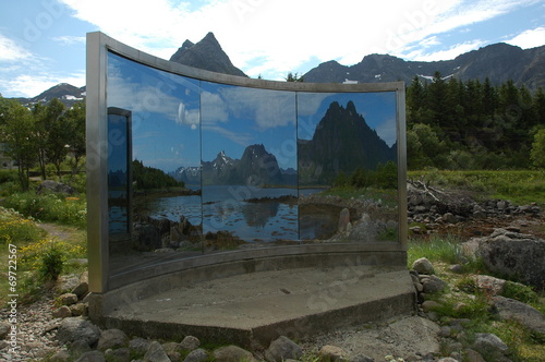 Art object in landscape in Lofotens