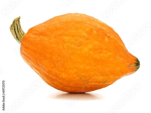 Single orange Hubbard squash over a white background