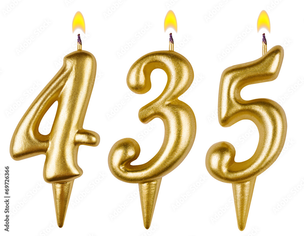 candles number four hundred thirty five isolated on white