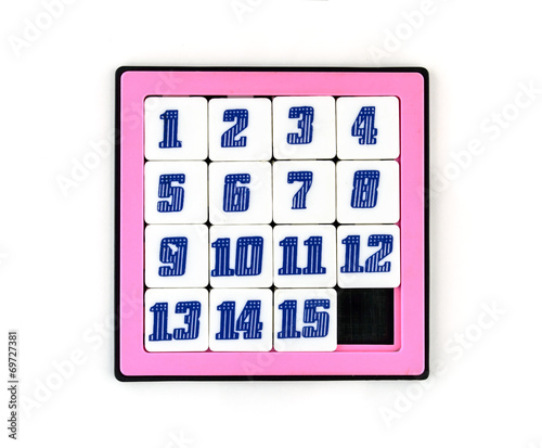 Sliding puzzle game with 15 numbers photo