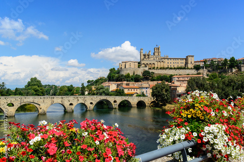 Beziers Cathedral Saint-Nazaire and Pont Vieux languedoc France photo