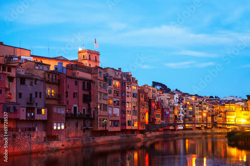 Girona in evening. Catalonia, Spain