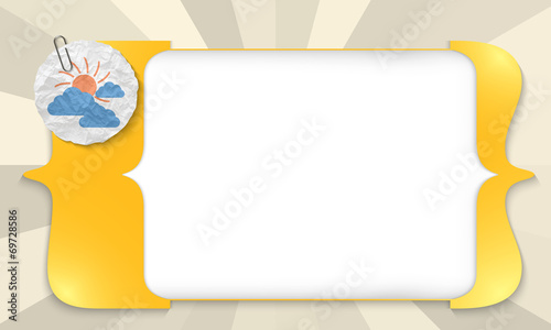 yellow square brackets for entering any text with sun and clouds