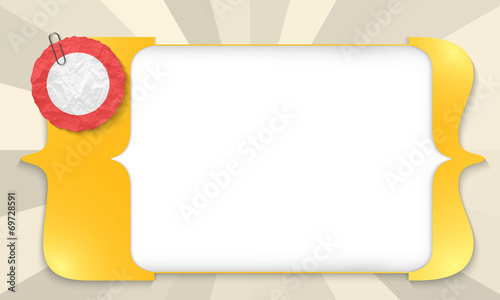 yellow brackets with a circle of crumpled paper
