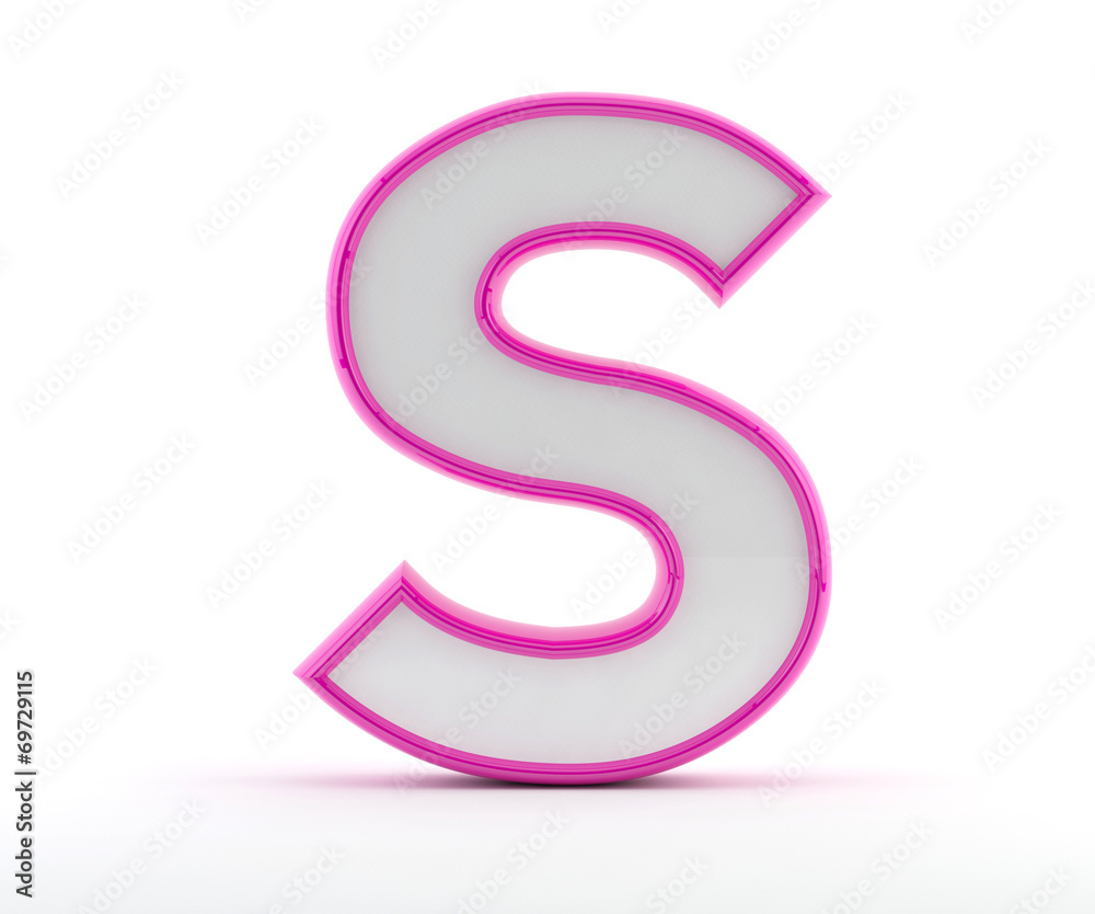 3D letter with glossy pink outline - Letter S 3D letter with glossy pink outline - Letter S