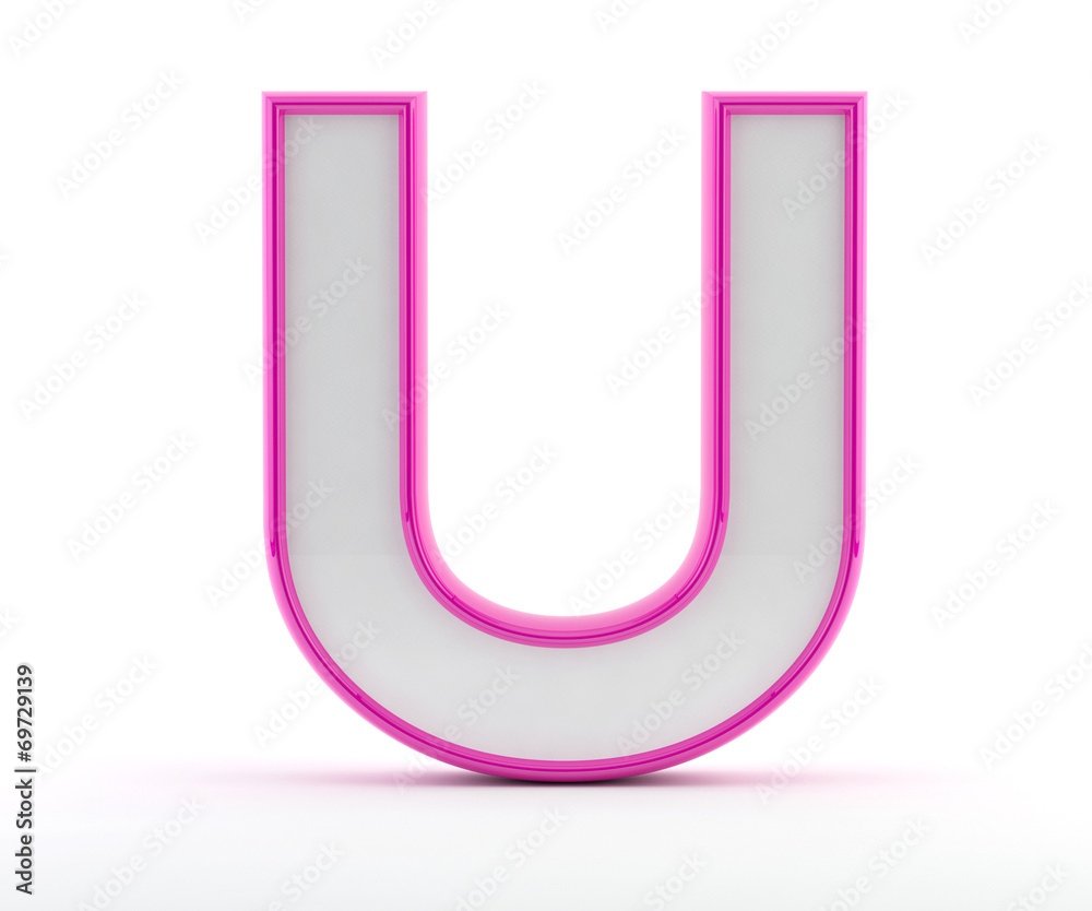 3D letter with glossy pink outline - Letter U 3D letter with glossy pink outline - Letter U