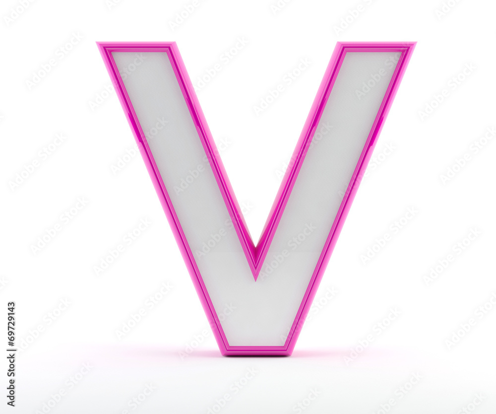 3D letter with glossy pink outline - Letter V