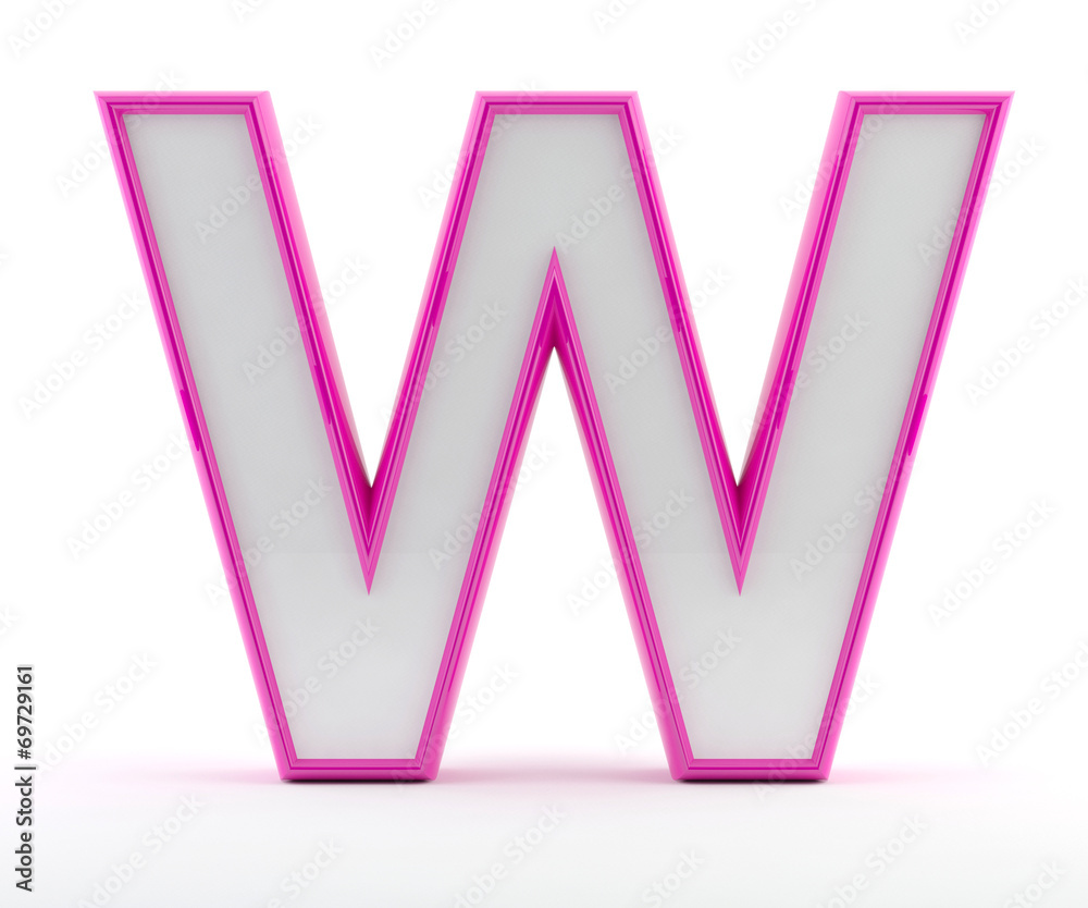 3D letter with glossy pink outline - Letter W 3D letter with glossy pink outline - Letter W
